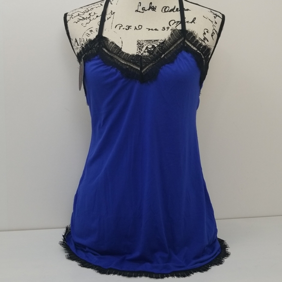 Avid Love Other - NWT AVID LOVE BLUE w/Black Lace Nighty sz.L